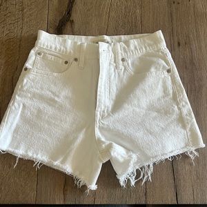 Madewell High Rise white denim shorts